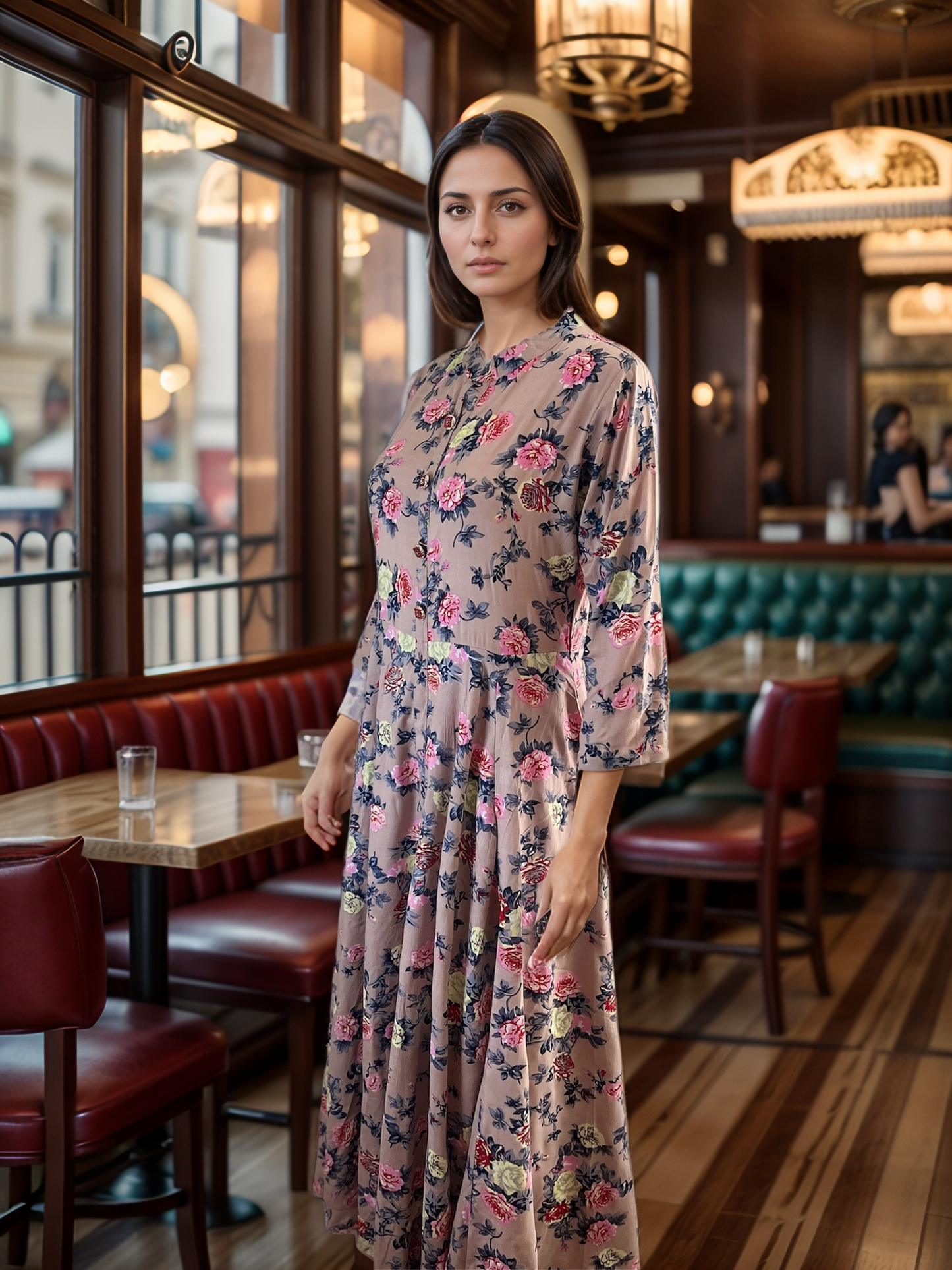 Flowery Printed Rayon Maxi Dress