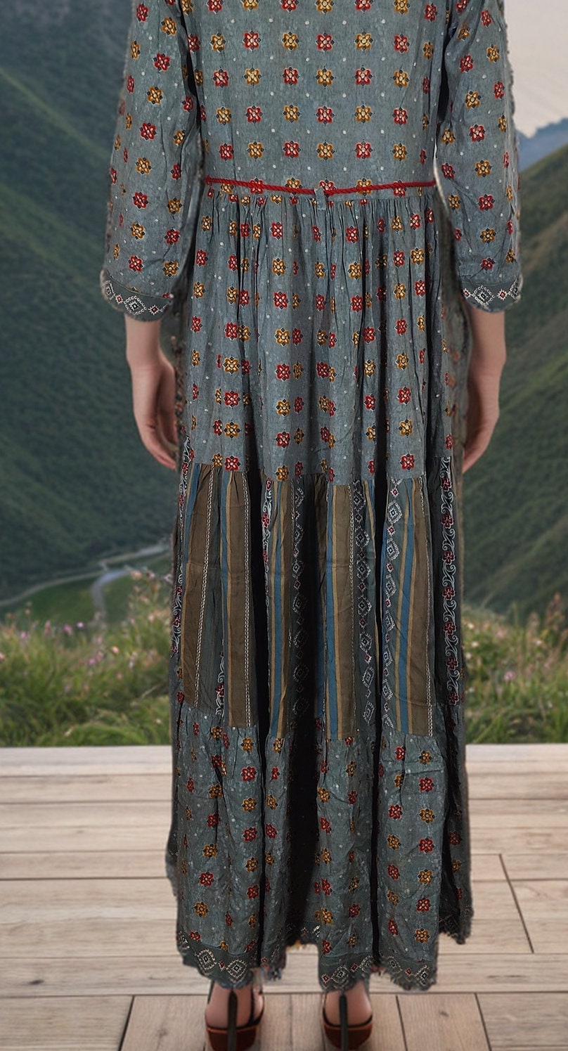 Rayon maxi dress with 3/4th sleeves