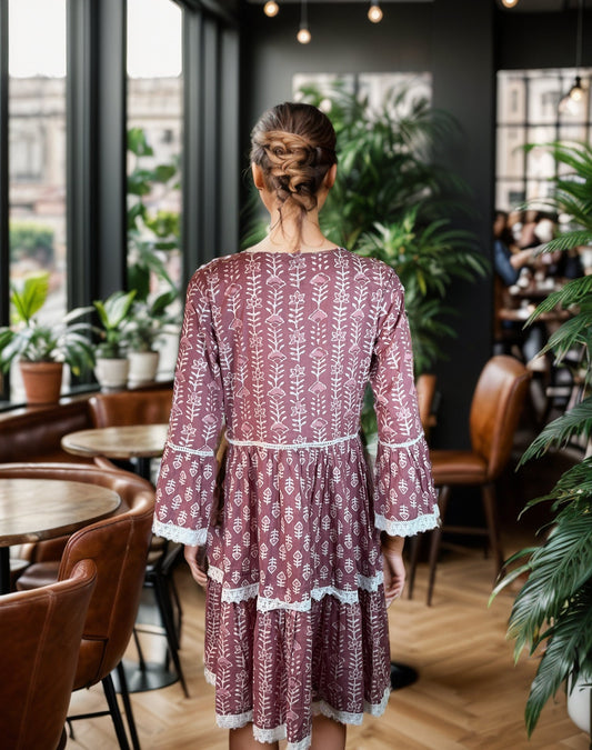 Batik print cotton mini dress