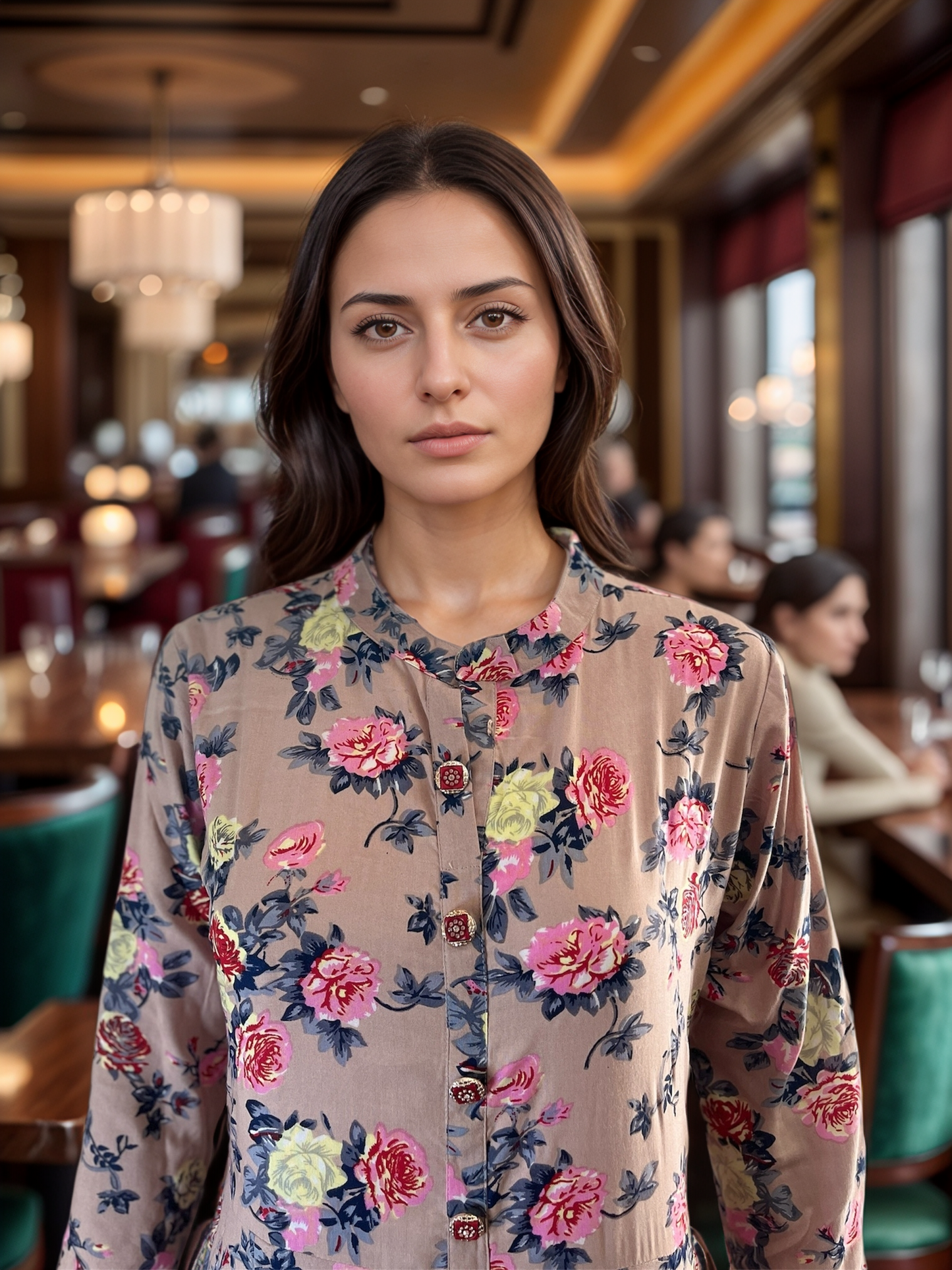 Flowery Printed Rayon Maxi Dress