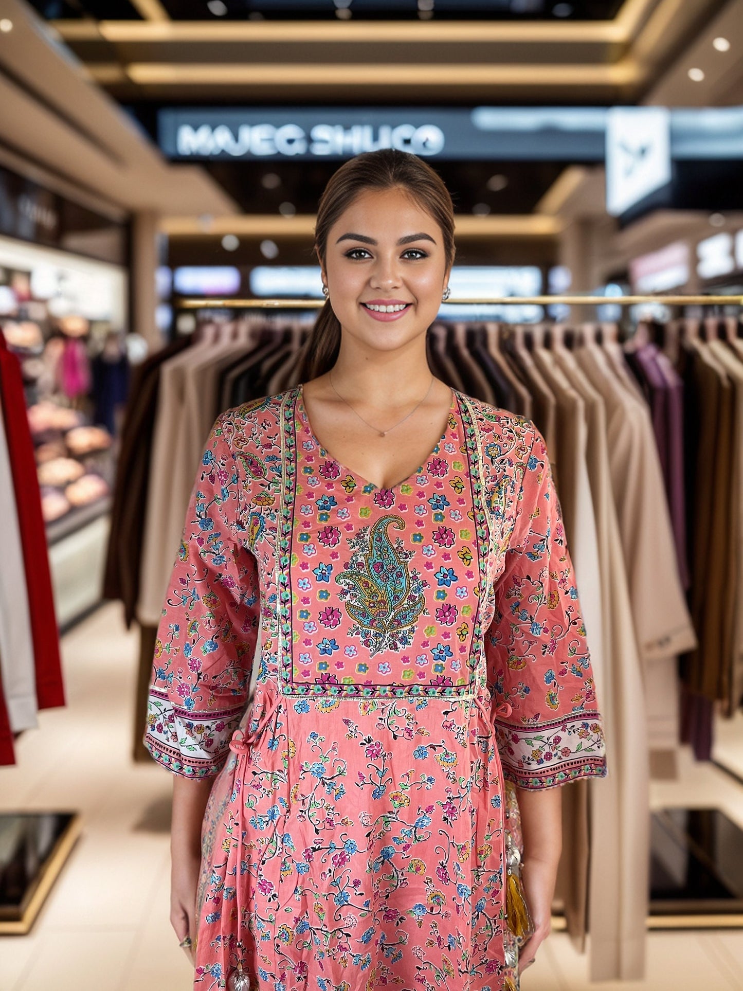 Floral Print A Line Maxi Dress