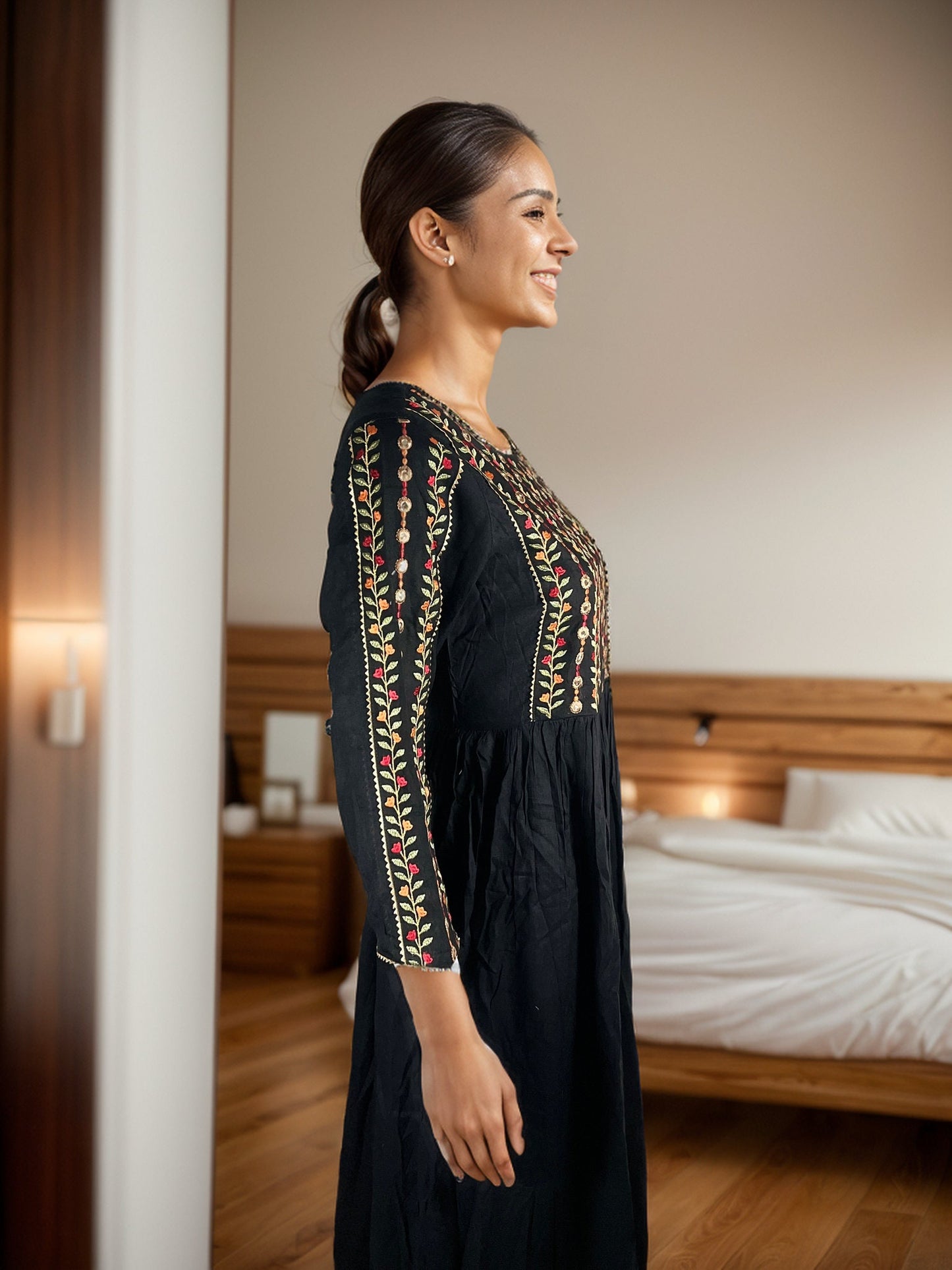 Noir Embroidered Maxi Dress