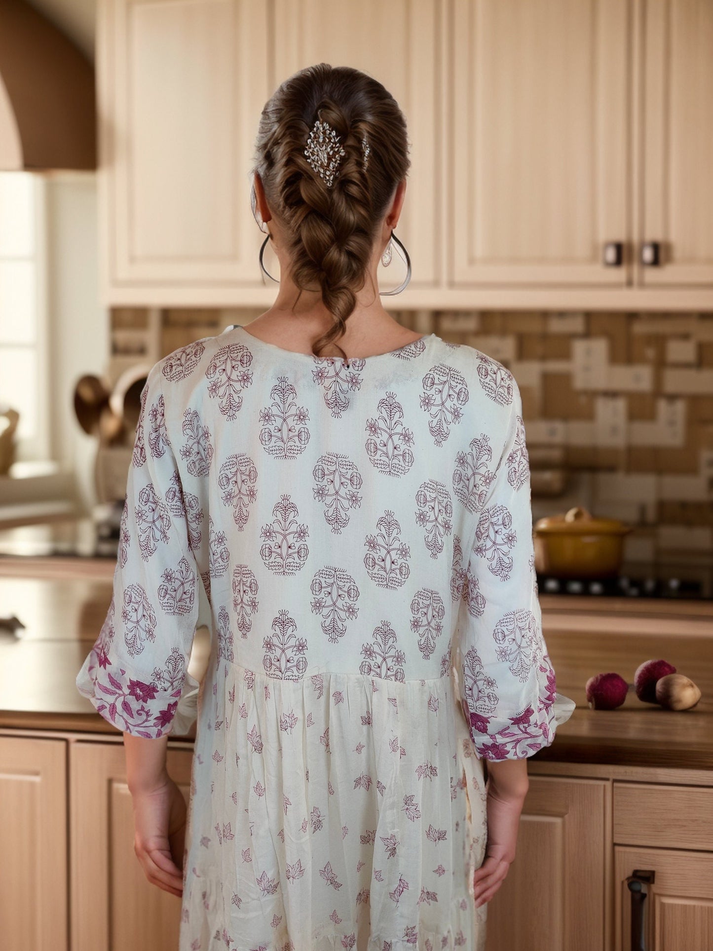 Exquisite floral print cotton dress