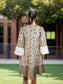Exotic printed cotton dress with bell sleeves