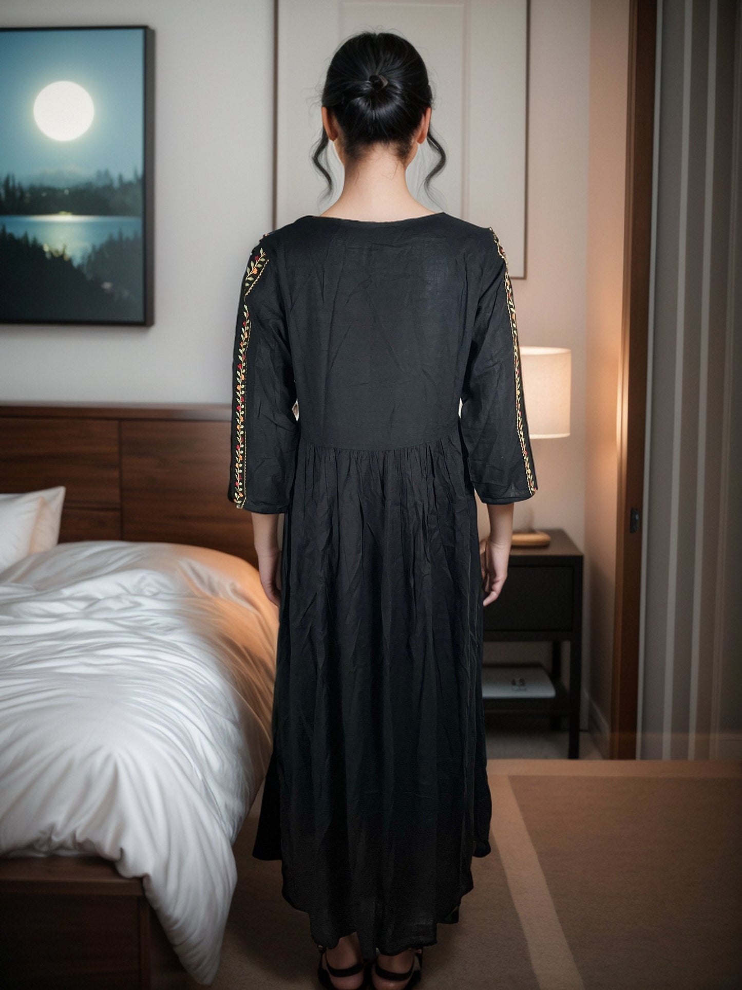 Noir Embroidered Maxi Dress