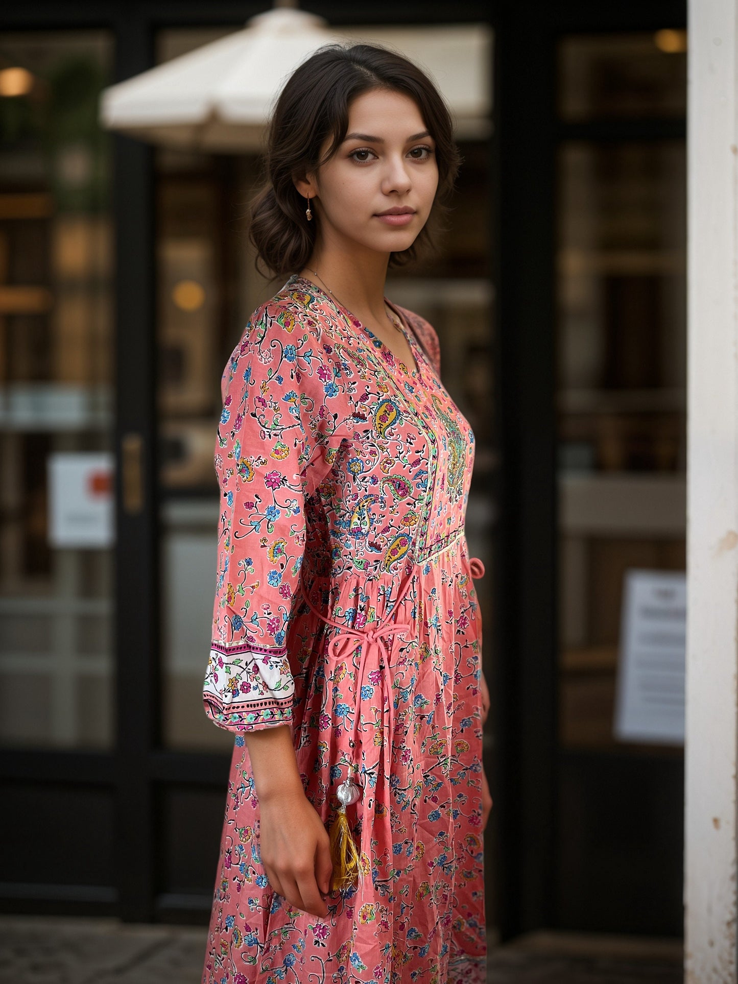 Floral Print A Line Maxi Dress