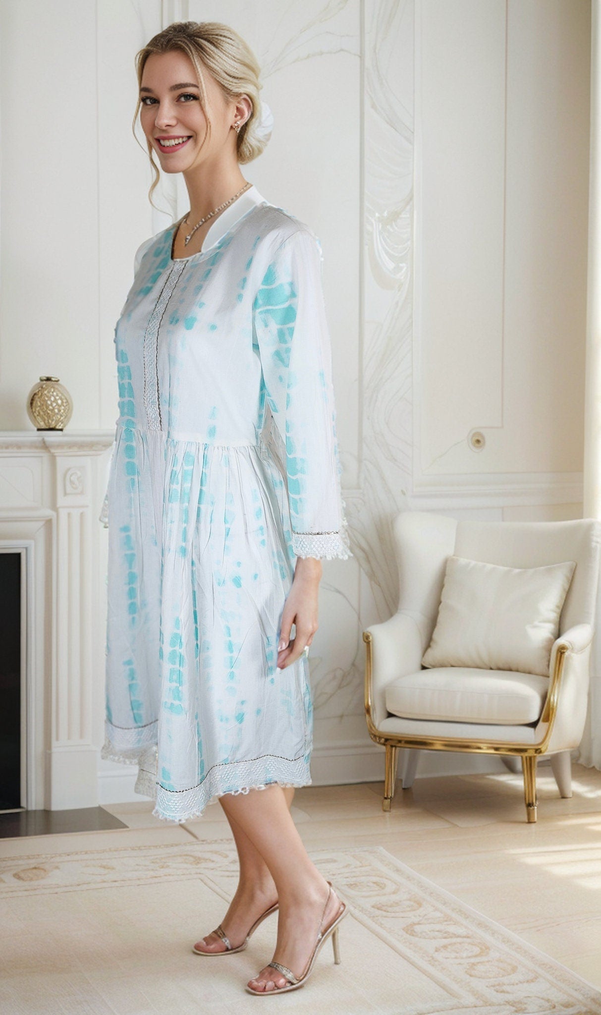 Blue Hue Tie Dye cotton dress