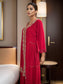 Gorgeous Red Rayon Embroidered Maxi Dress
