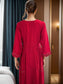 Gorgeous Red Rayon Embroidered Maxi Dress