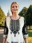 Black Geometric Embroidered Cotton Tunic