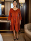 Beautiful Rust Color Schiffli dress with bell sleeves