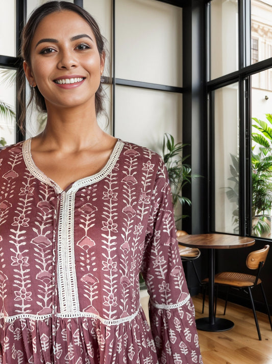 Batik print cotton mini dress