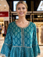 Blue Batik printed Tunic with Bell sleeves and Lace detail