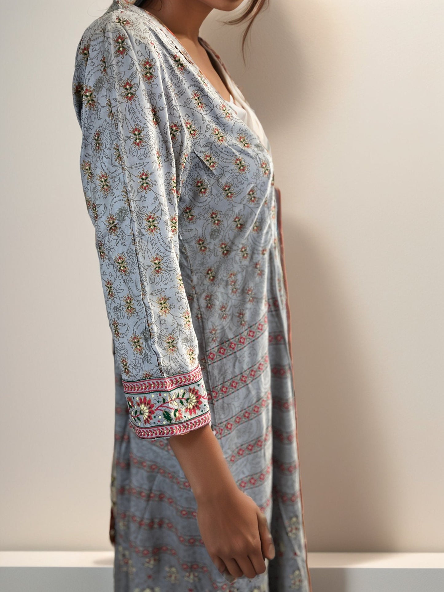 Charming Floral Printed Rayon Maxi Dress