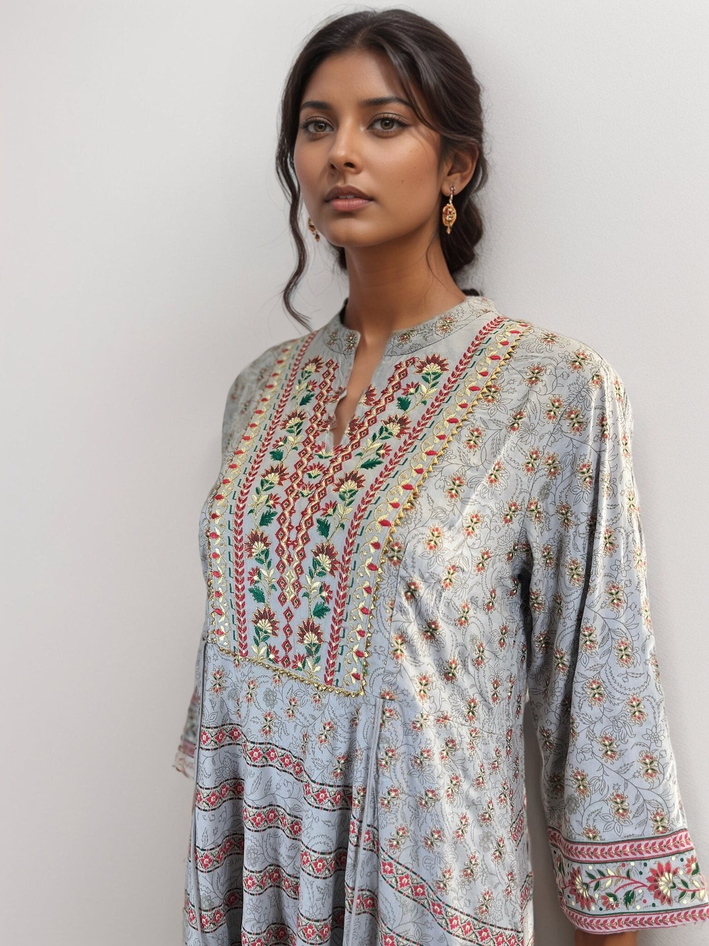 Charming Floral Printed Rayon Maxi Dress