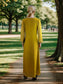 Elegant Mustard Maxi Dress with Sequins and Embroidery - Boho Chic Statement