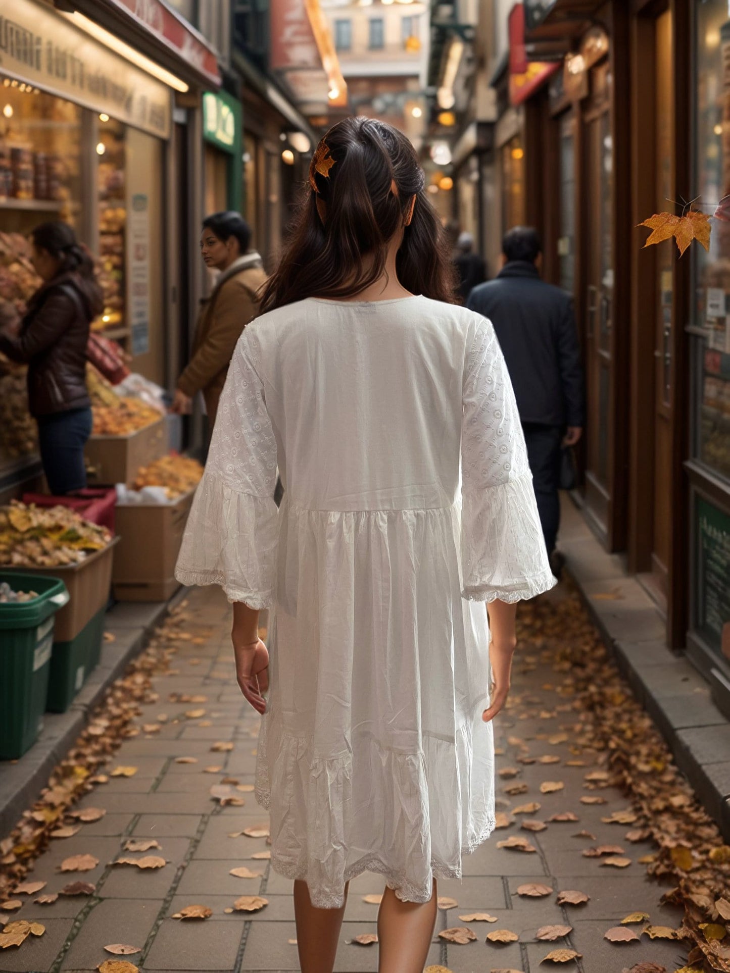 Gorgeous white Embroidered cotton Tunic with Bell sleeves