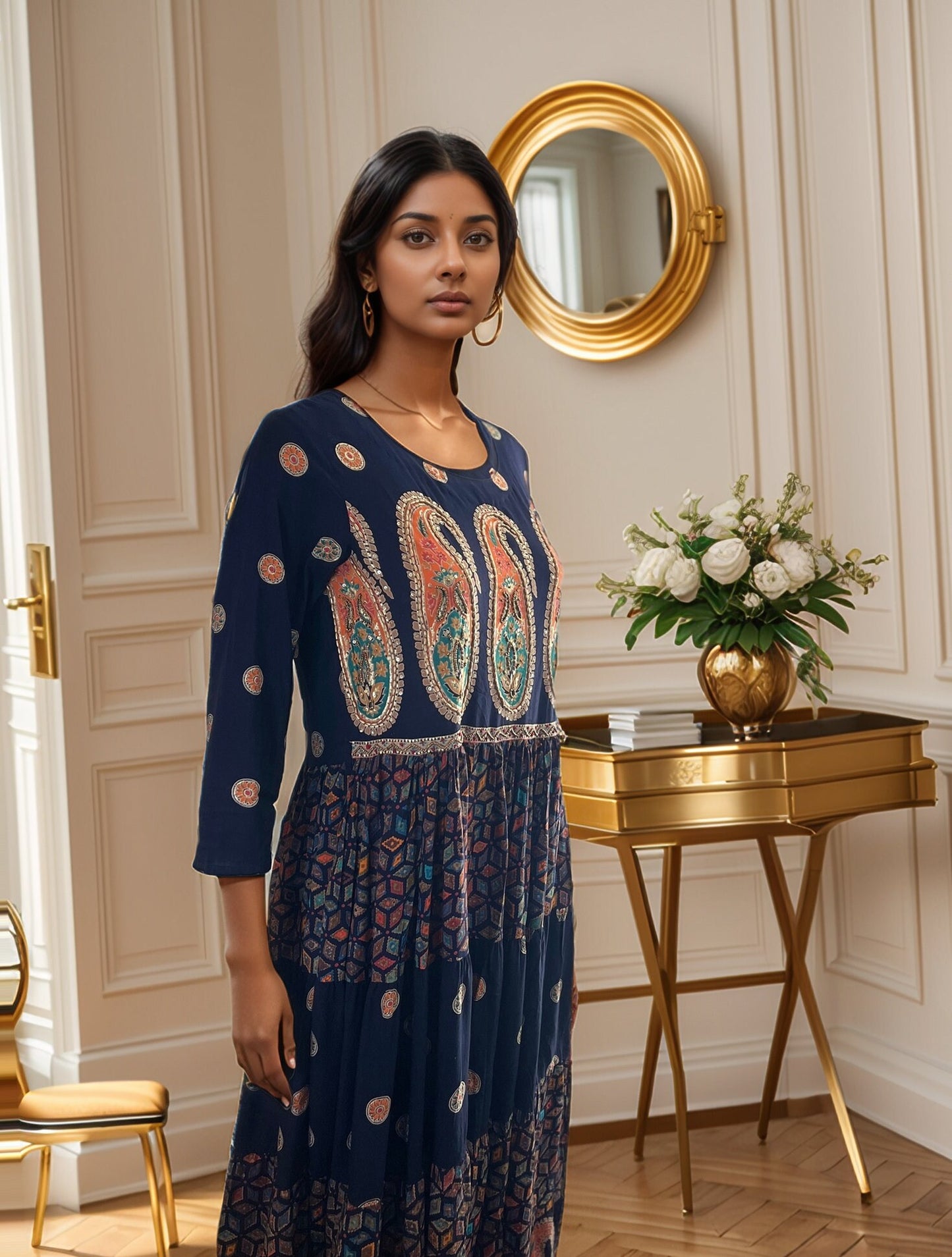 Stunning Colorful Paisley Rayon Maxi Dress