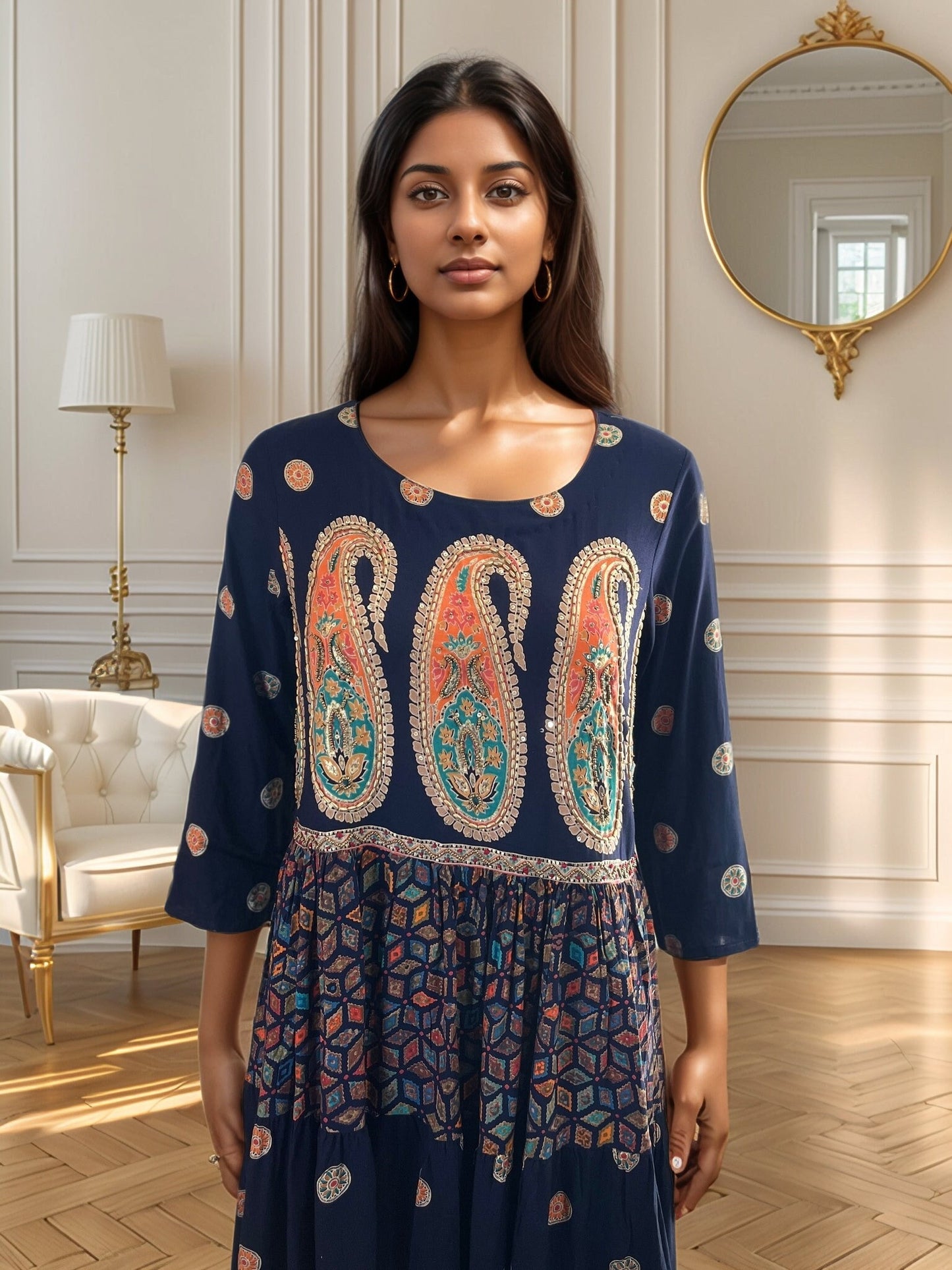 Stunning Colorful Paisley Rayon Maxi Dress