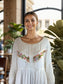 White Cotton Tunic with beautiful Lace detailed Sleeves with Embroidery