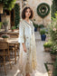 Beautiful Off white embroidered Maxi Dress with Bell Sleeves