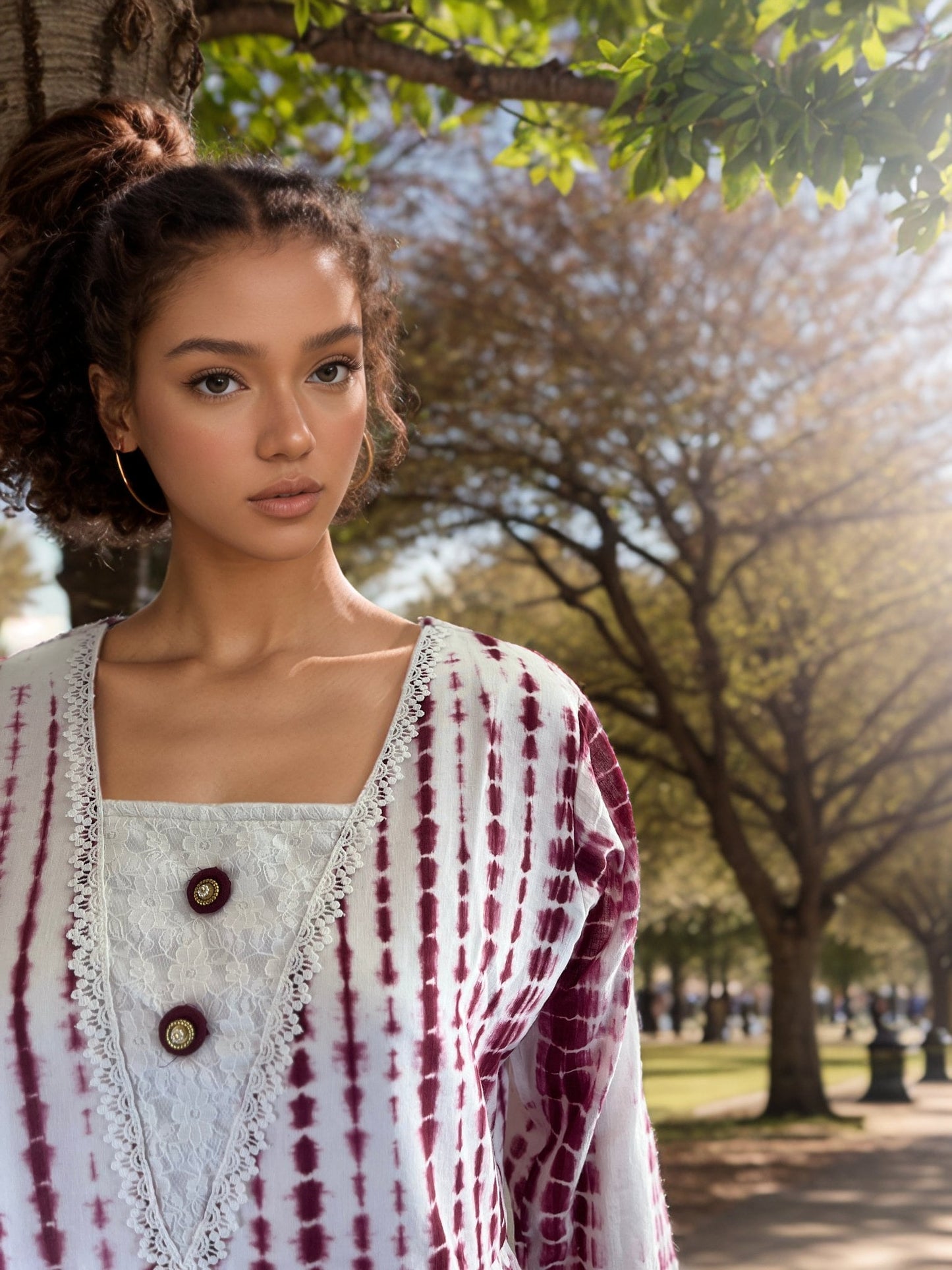 Cotton Batik print Tunic with Bell sleeves