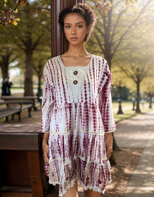 Cotton Batik print Tunic with Bell sleeves