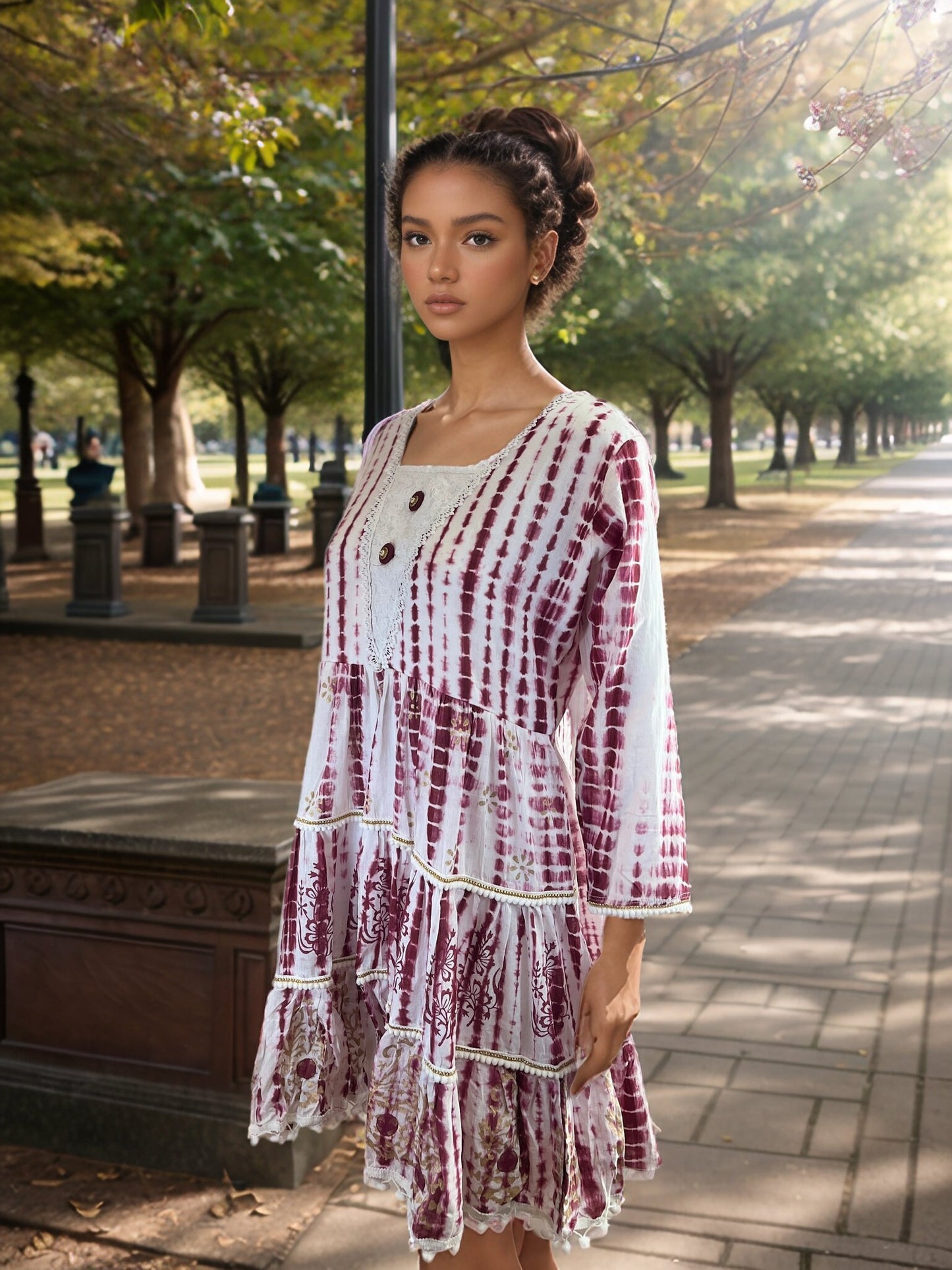 Cotton Batik print Tunic with Bell sleeves