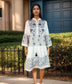 Floral Printed Cotton Dress with Lace, Schiffli detail and Bell Sleeves