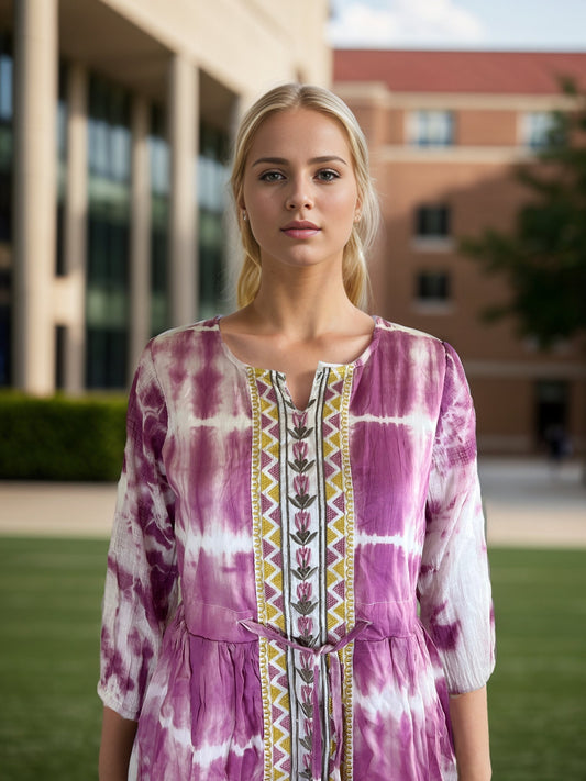 Elegant Pink and White Maxi Dress
