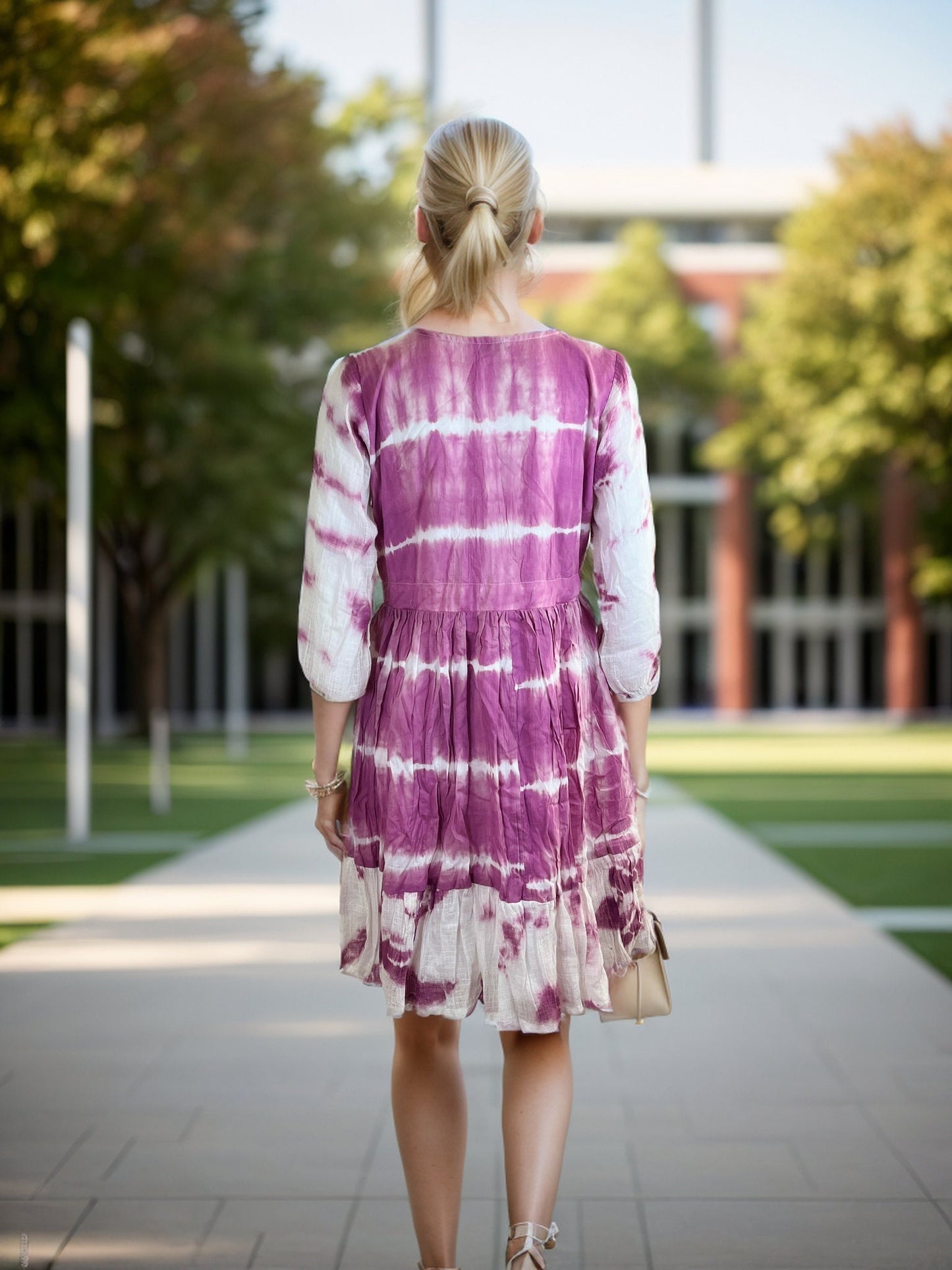 Elegant Pink and White Maxi Dress