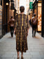 Brown and Yellow Tie Dyed Rayon Midi Dress