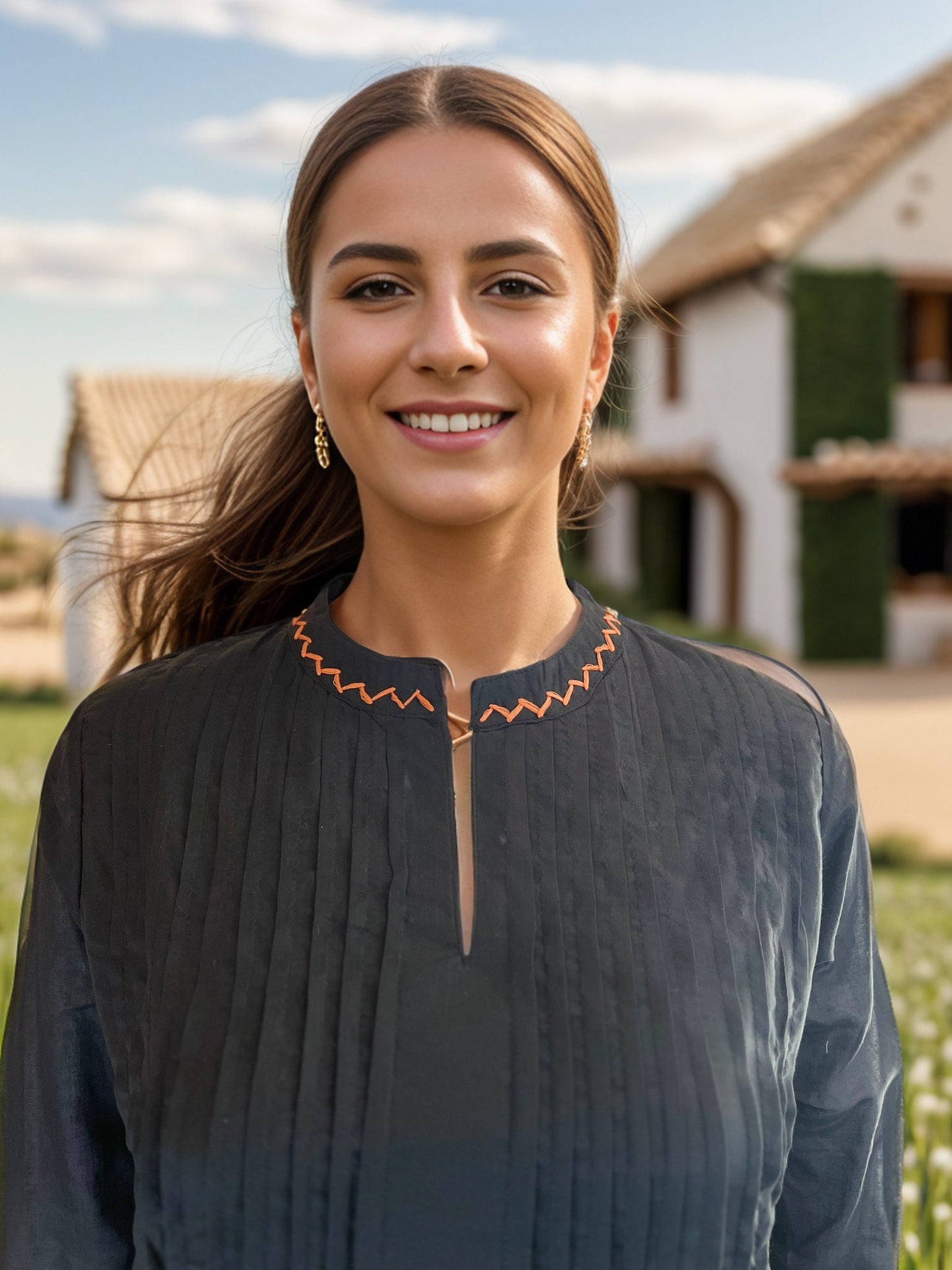 Graceful black Tunic with Embroidery