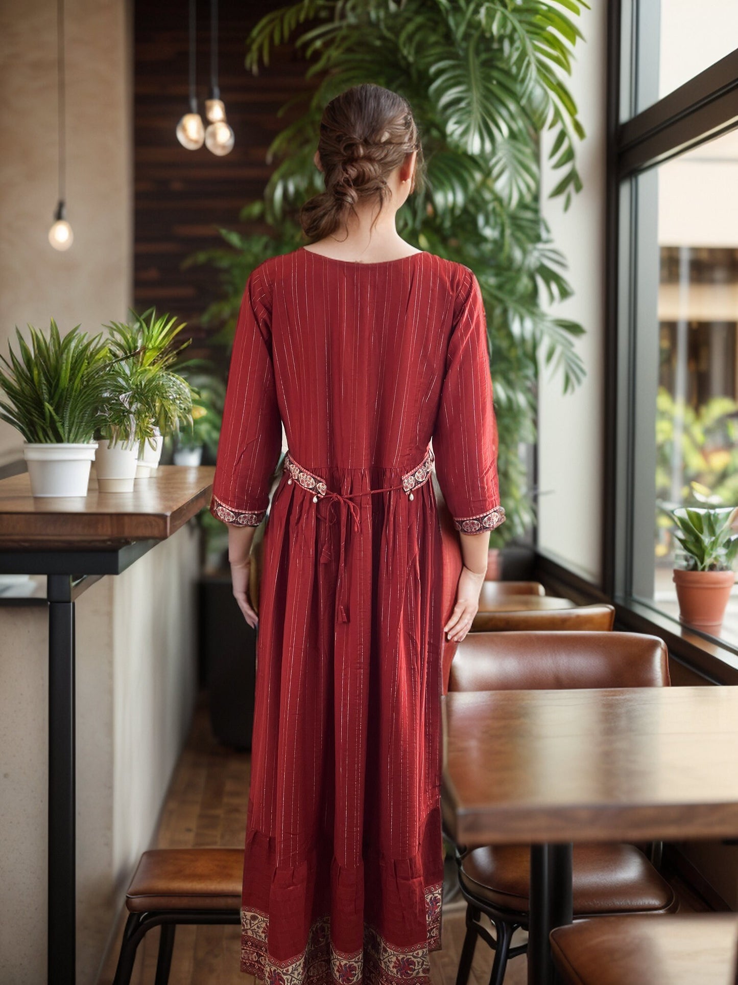 Beautiful Floral Maxi dress with Bell Sleeves and Belt accessory