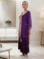 Exquisite Purple Layered and Embroidered  Rayon Maxi