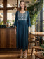 Charming Emerald Green Embroidered  Rayon Maxi