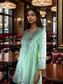 Charming Light Green Cotton Tunic with gray Embroidery