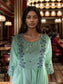 Charming Light Green Cotton Tunic with gray Embroidery