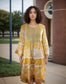 Pretty Yellow cotton Tunic with Lace work, bell sleeves and Embroidery