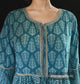 Blue Batik printed Tunic with Bell sleeves and Lace detail